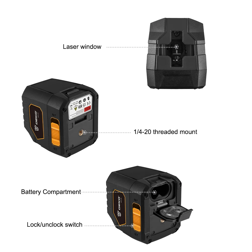  DEKO DKLL02 Mini Style Self-Leveling Laser Level Horizontal Vertical Cross Line Red Green Light Sou