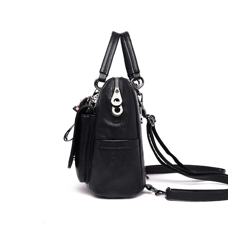  3-in-1 Women Backpacks Vintage Female Shoulder Bags Soft Leather Backpack Ladies Travel Back Pack L - 33005371954