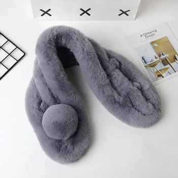 

Women Winter Faux fur Scarves Fashion warm Pom Pom Shawl fur ball Scarf New sales Best Gift F1036