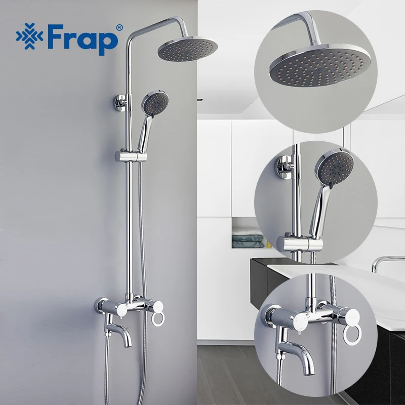 Frap New Bath Shower Set Rain Bathroom Shower Faucet Chrome Bathroom