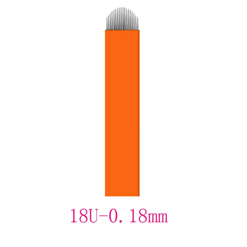 Игла для тату-машинок 0,16/0,18/0,20/0,25 мм, 50 шт в наборе, 18U Форма микроблейдинг бровей Иглы для противотуманных фар для бровей Вышивка Иглы - Габаритные размеры: Red -0.18mm