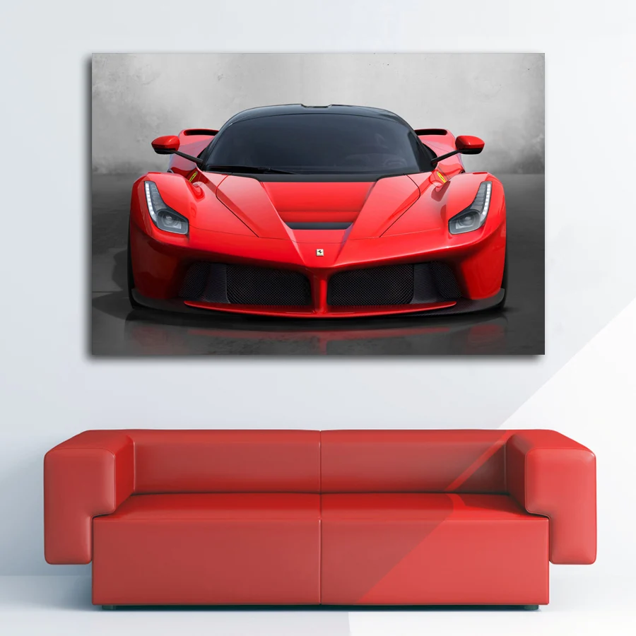 

Ferraris laferrari Supercar red car Sport GT Poster Wall Art Picture Silk Canvas Printed Art Paintings for Home Decor