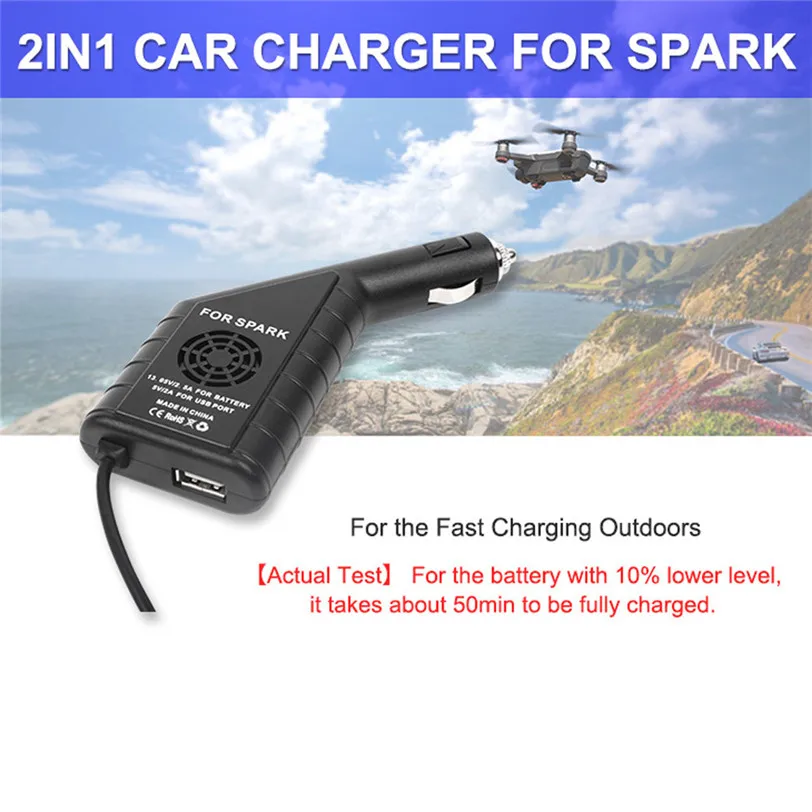 

2 in1 USB Battery Charging Remote Control Car Charger Port 13.2V 6A For DJI SPARK Drone