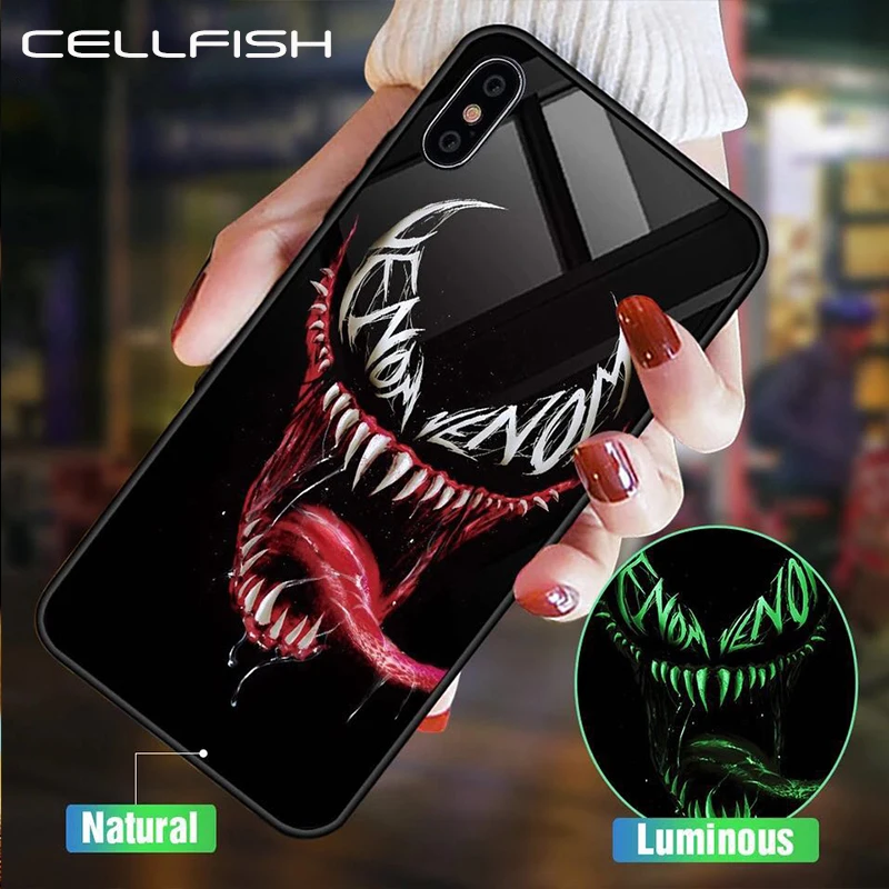 Роскошный чехол со светодиодным стеклом Marvel для iPhone XS MAX XR 6S 7 8 Plus телефона с
