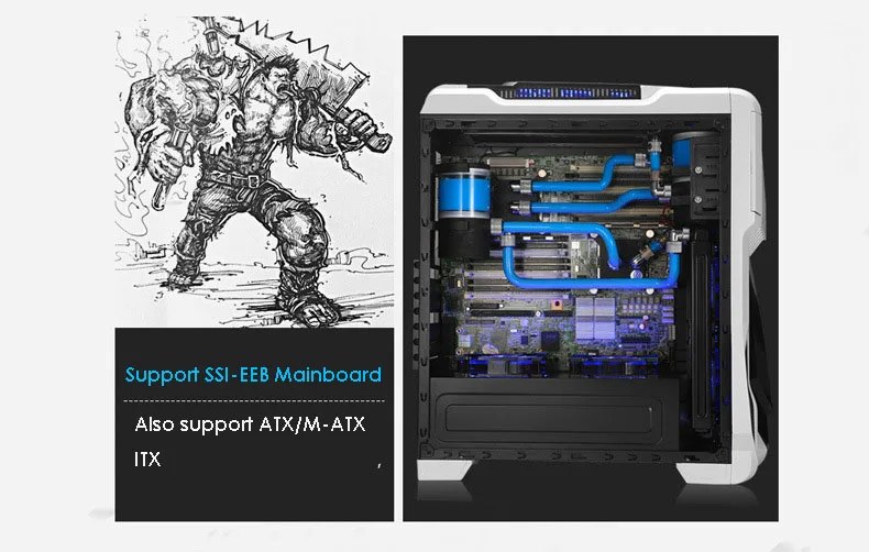 DIY USB3.0 Настольный ATX Mid Tower чехол для компьютера Поддержка IATX Micro-ATX SSI-EEB материнская плата игровой геймер настольные компьютеры чехол s Tower