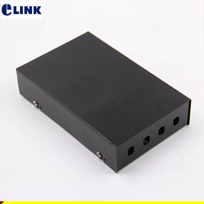 5pcs 4 cores FTTH FC blank terminal box SPCC 4 port SC fiber optic patch panel FTTX distribution box black ELINK 0.6mm Thickness