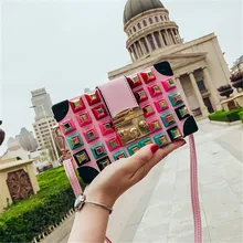 Famous brand rivet box handbags mini Cube Brand original design crossbody bags for women messenger bags