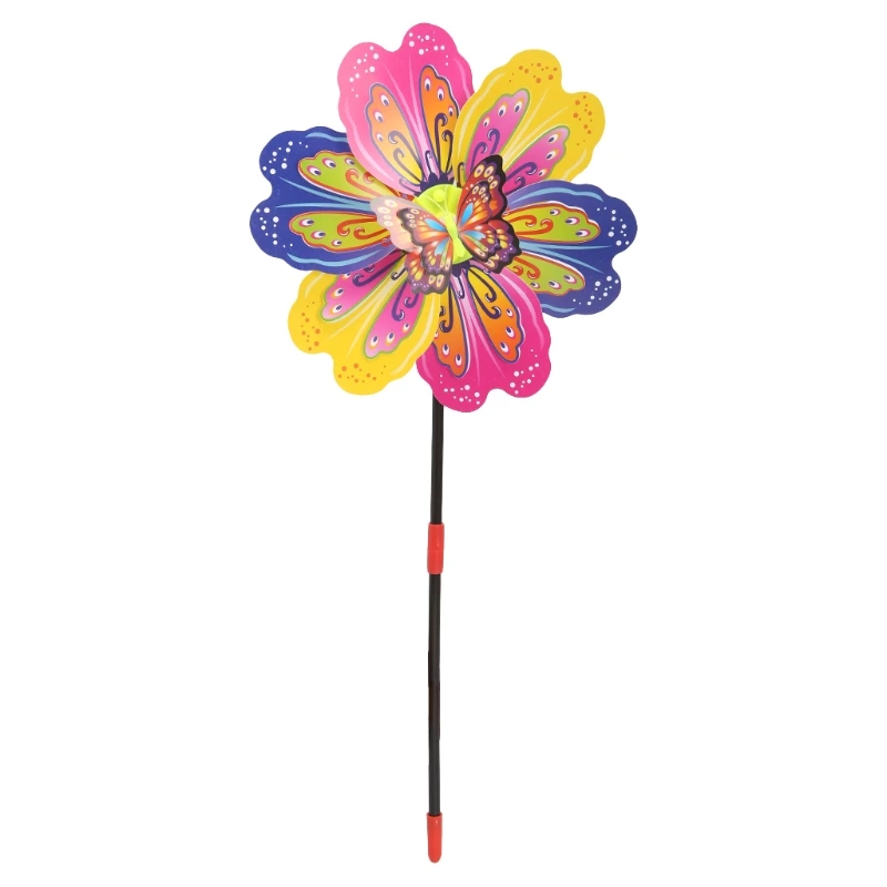 

13D Butterfly Flower Windmill Wind Spinner Home Garden Yard Decoration Kids Toy
