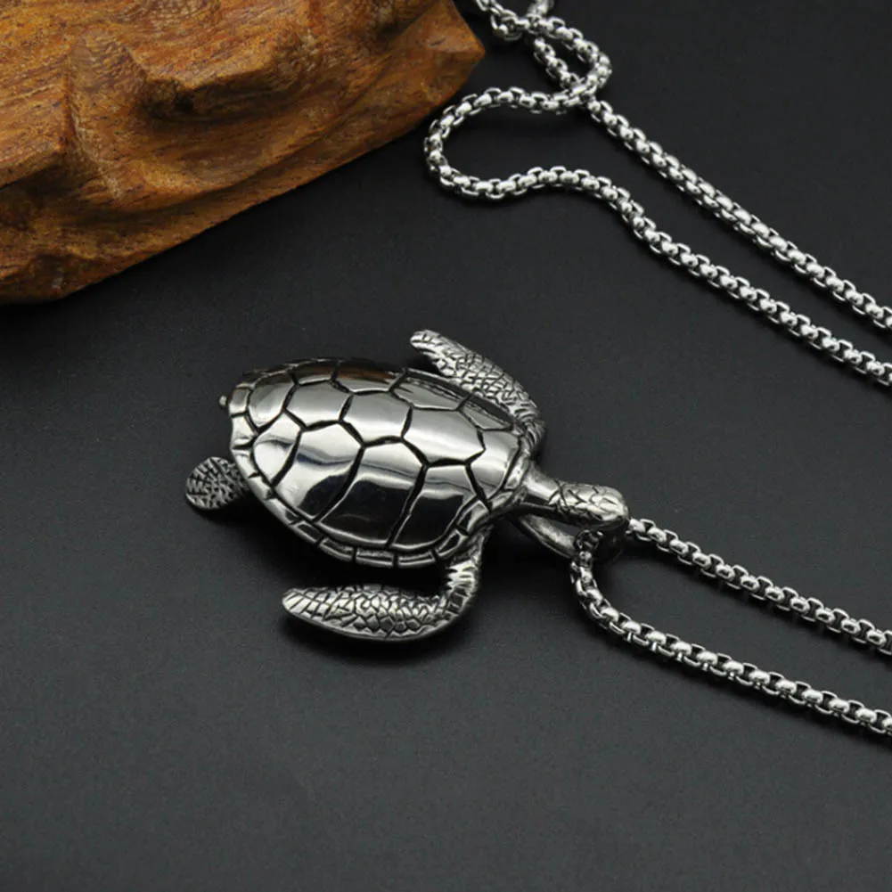 Титан Нержавеющая сталь животных морские черепахи подвеска-черепаха ожерелья для Для мужчин ювелирные изделия