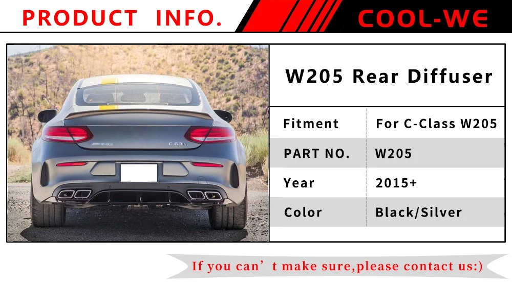 Для Mercedes Benz C Class W205 C180 C200 C250 C300 задний спойлер Exhause бампер диффузор