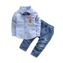 newborn baby clothes gentleman baby boy striped shirt+overalls fashion baby boy clothes