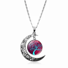 2018 New Fashion Glass Moon Statement Female Necklace Vintage font b Silver b font Color Jewelry