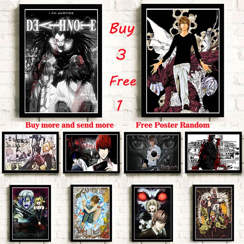 

Death Note A Style Japanese Cartoon Comic Poster Coated Paper poster Wall Sticker Bar Cafe Decorative Painting Frameless
