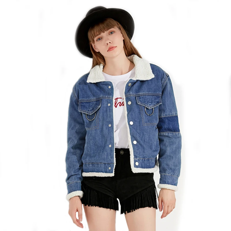 Флисовые женские джинсовые куртки весенние короткие черные пальто осенние