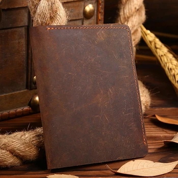 

New Crazy Horse Leather Men Wallets Vintage Genuine Leather Wallet For Men Cowboy Top Leather Thin To Put Free Shipping