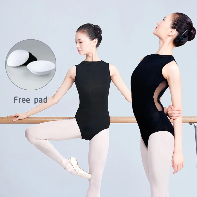 Girls Women Ballet Leotards Cotton&Mesh Gymnastics Leotard Sexy Backless Ballet Dance Clothing