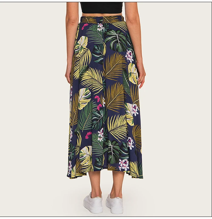 S. FLAVOR цветочный принт плиссированная юбка размера плюс стрейч миди Женская юбка с высокой талией Женская Весенняя летняя юбка