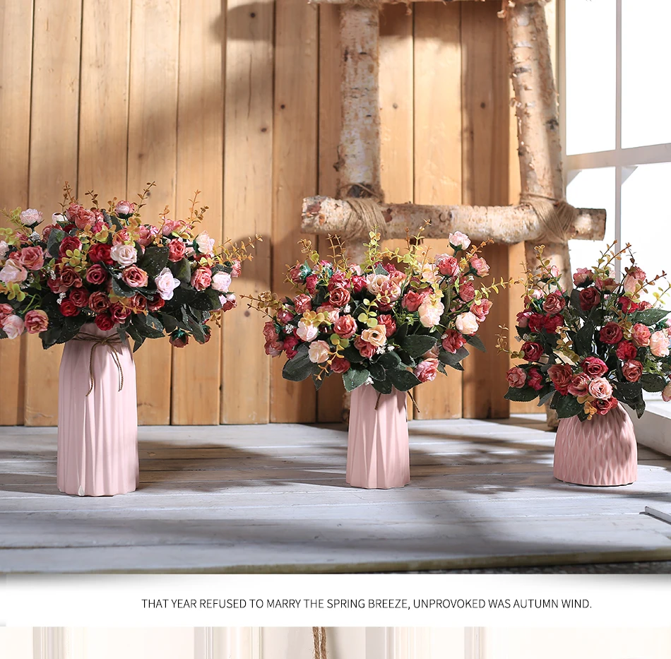 Luyue европейские искусственные в стиле ретро розы для свадьбы и дома Искусственные цветы Шелковый Пион Букет невесты маленький цветок головы венок diy гирлянда