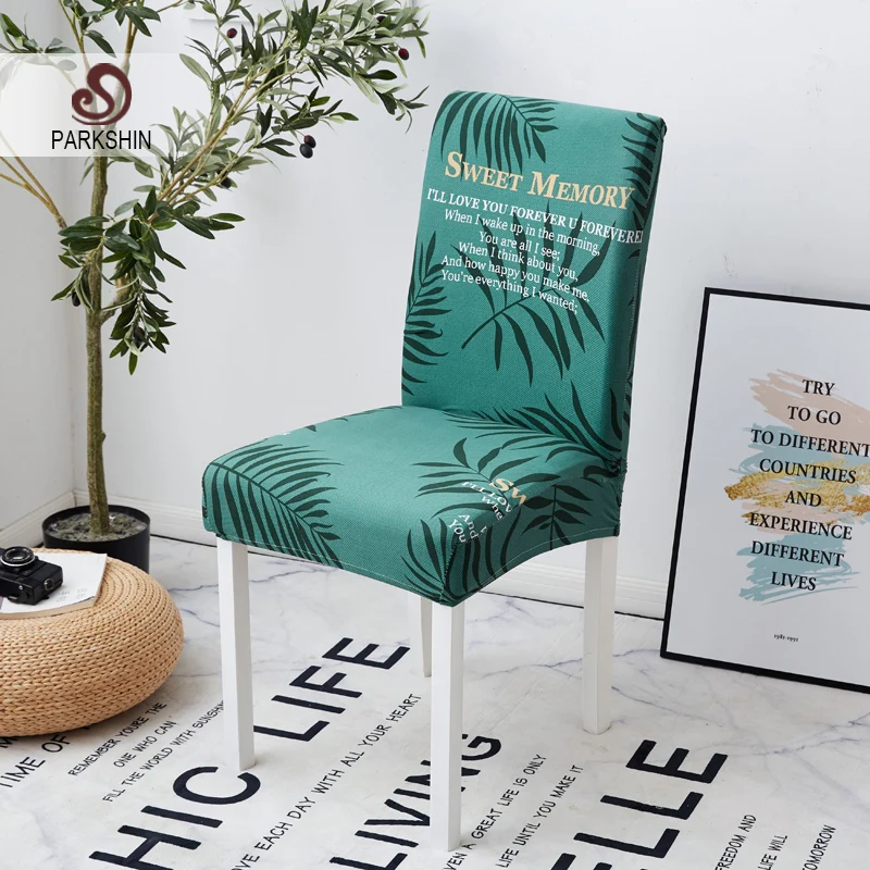 

Parkshin Fashion leaf Removable Chair Cover Big Elastic Slipcover Modern Kitchen Seat Case Stretch Chair Cover For Banquet