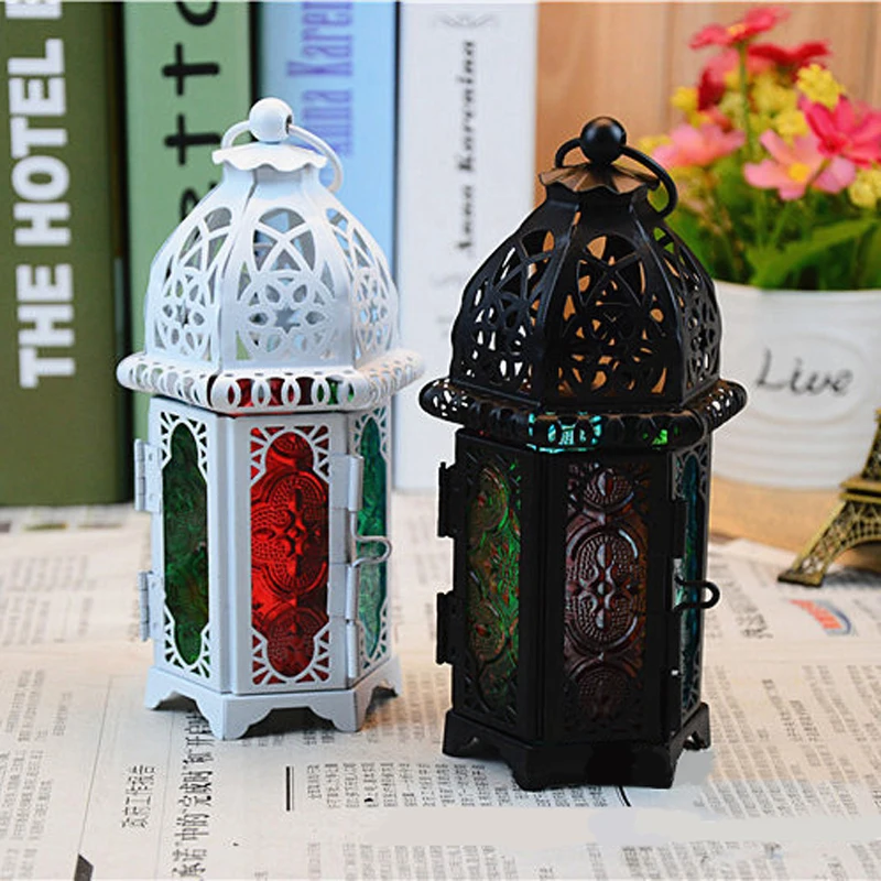 Black/White  Moroccan Lantern Tea Light Lamp Votive Candle Holder Box Hanging Home Decor 2019  Newest