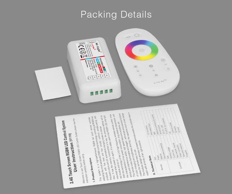 Mi light FUT027 2.4G Wireless Touch screen RGBW led controller DC12V-24A 18A RF remote control for rgbw led strip lights tape