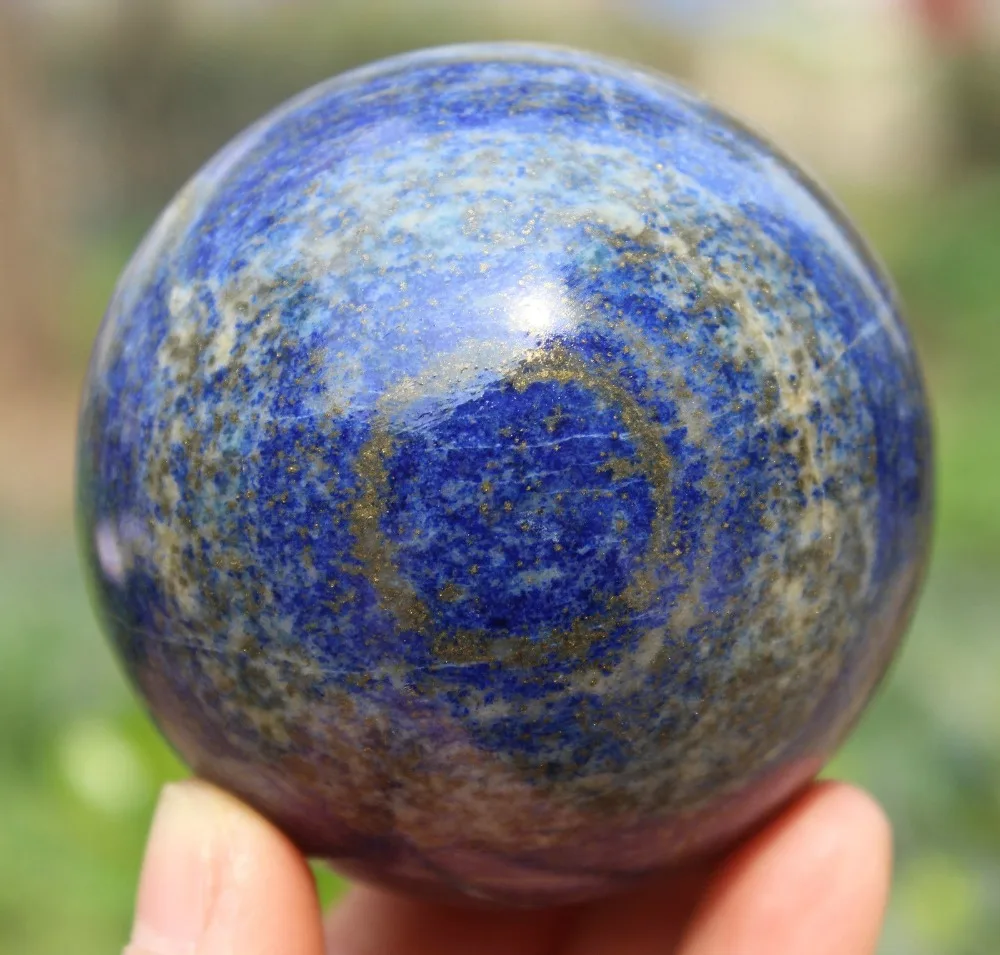 

475g Natural BLUE LAPIS LAZULI PYRITE SPHERE Ball CRYSTAL