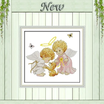 

Angels dog baby kids decor painting counted printed on canvas DMC 14CT 11CT chinese Cross Stitch Needlework Sets Embroidery kits