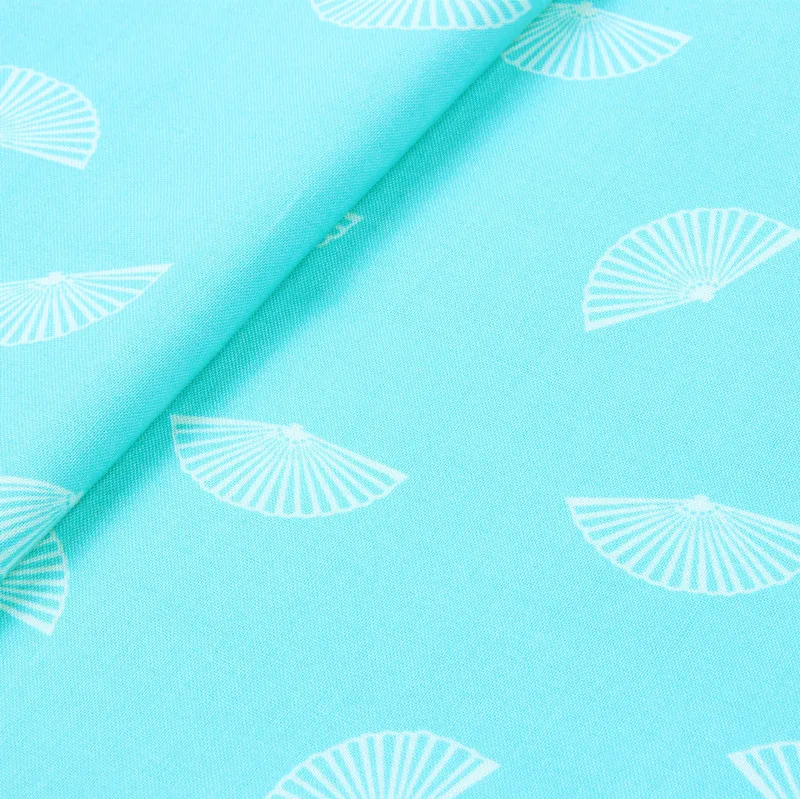 Полметра однотонной хлопковой ткани с маленький вентилятор принт, ручной DIY Лоскутная сумка одежды платье ткань хлопок A642