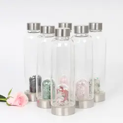 Прямая доставка натуральный кристалл стеклянная бутылка для воды впрыснутая вода бессмертная чакра Кристалл infused бутылка для воды бутылка
