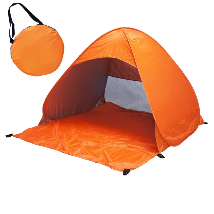 Пляжная Палатка Сверхлегкий складной тент всплывающий автоматический открытый тент семейный туристический рыбный кемпинг анти-УФ полностью солнцезащитный тент 2 человека палатка - Цвет: orange