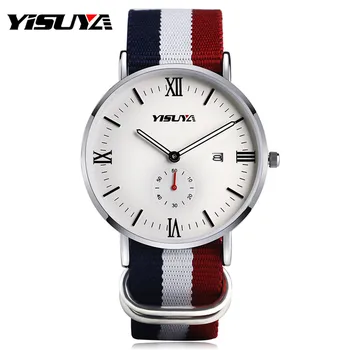 

YISUYA Man's Watches NATO Nylon Band Strap Fashion Casual Men Watch Date Display Leisure Wristwatches Sport Stylish Male Clock