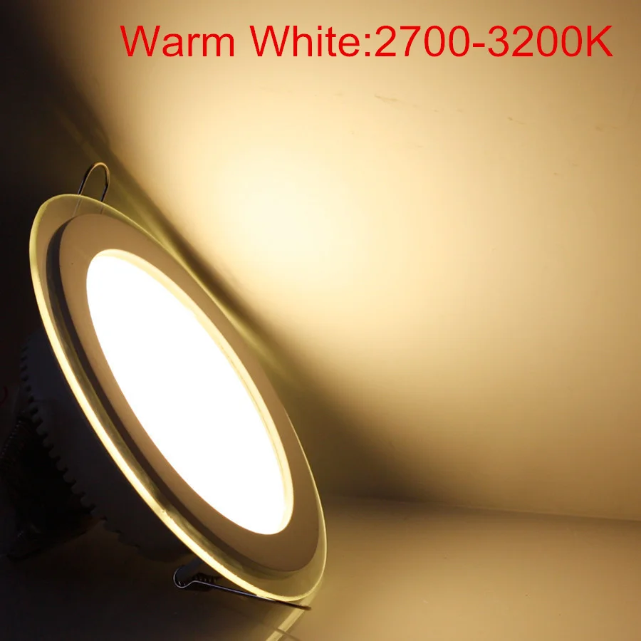  24W Round/Square Glass LED Ceiling light Recessed Dimmable LED Ceiling lamp Spot Ceiling Down Light - 32903621356