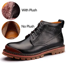 Otoño Invierno Hombre Martin Botas Con Felpa de Alta Superior Zapatos de Algodón acolchado de Moda Hecha A Mano de Cuero de Grano Completo Para Hombre Utillaje botas