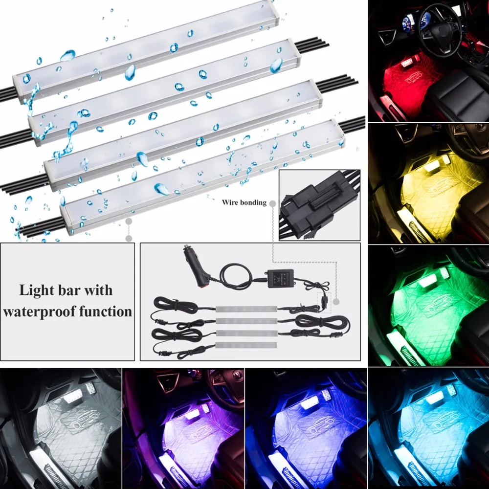 

Car RF RGB Lights LED Strip Neon Lamp Decorative Atmosphere Lights Wireless Remote/Music/Voice Control Car Interior Light