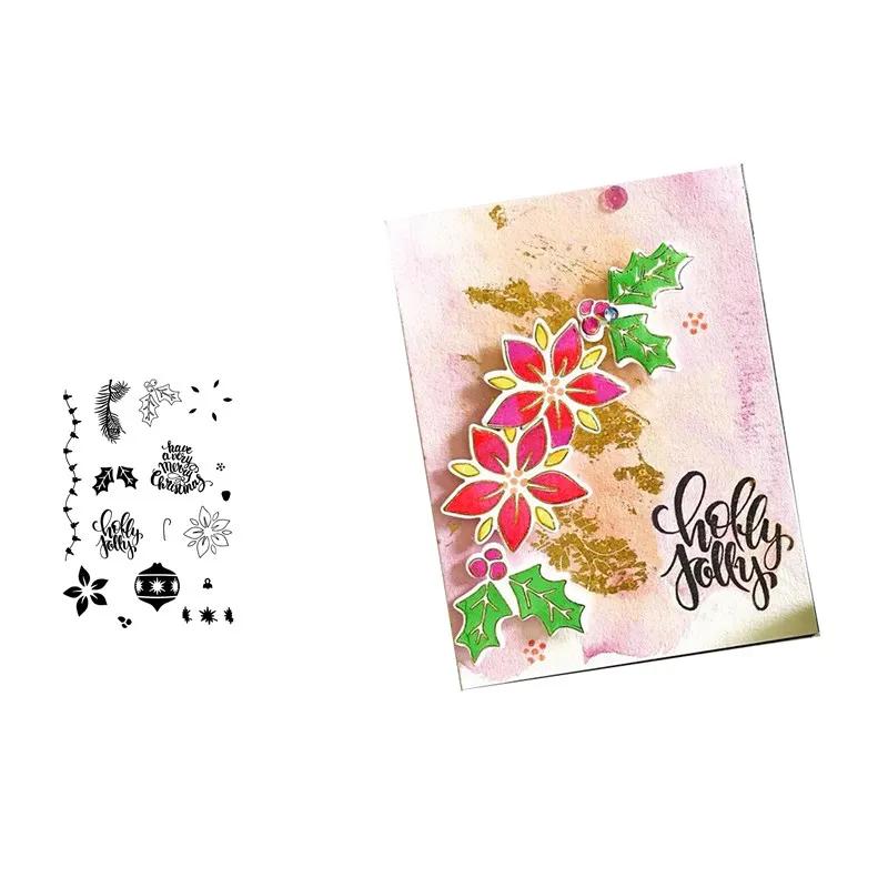 

CHRISTMAS LEAVES LEAF Transparent Clear Silicone Stamp/Seal for DIY scrapbooking/photo album Decorative clear stamp sheets