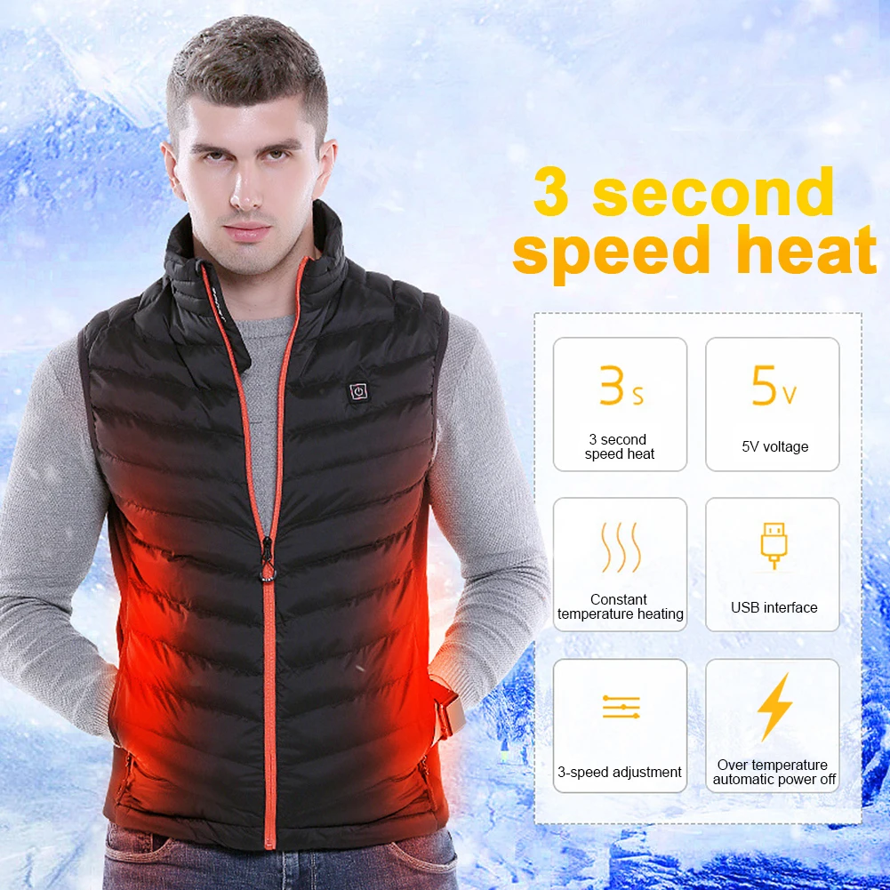 Electric Heated Vest Men Women USB Heater Tactical Waistcoat Thermal ...