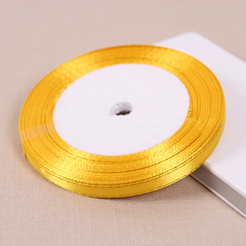 (25 yards/roll) 1/4'' (6mm) Gold edge ribbon satin ribbons high quality