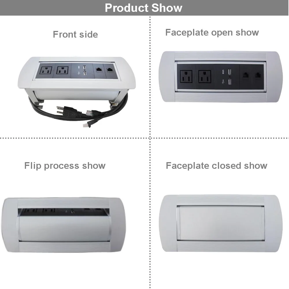 Электрическая розетка настольная розетка 2 универсальные розетки+ 2 USB зарядное устройство вращение 180 градусов настольный скрытый дизайн