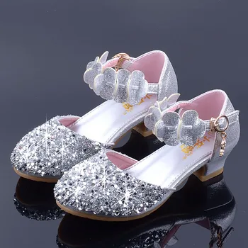

Children Wedding Shoes Girls School Party Sandals Kids Low Heeled Crystal Flowers Princess Shoes Baby Sandals Summer