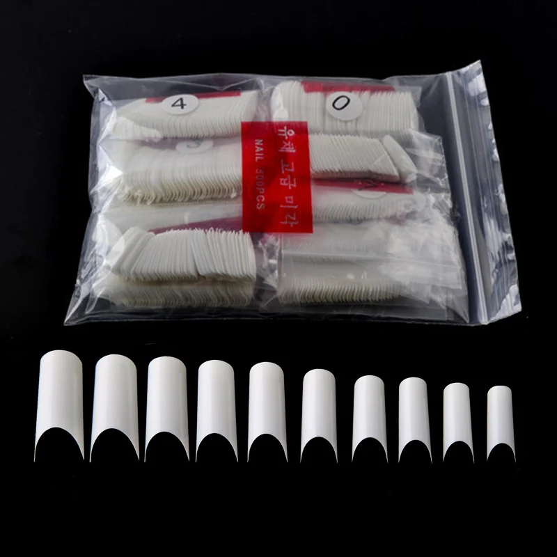 Накладные ногти 500 шт./пакет Белый Натуральный Прозрачный Французские Акриловые искусственные УФ-гель для ногтей с изогнутой формой кончики для ногтей поддельные ногти