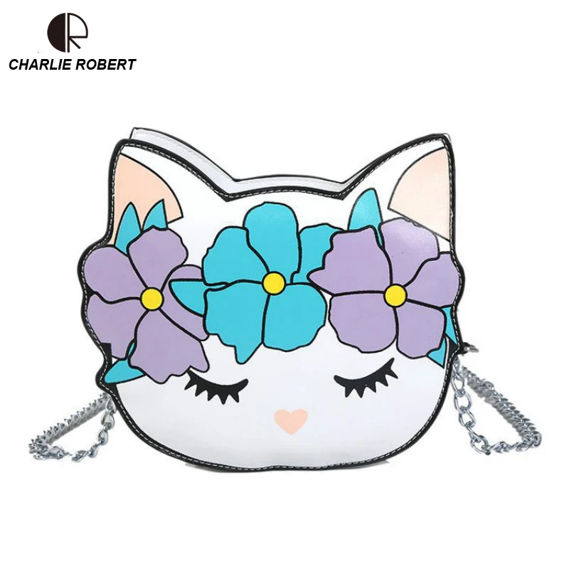 2019 New Animal Bag for Women Lady Cute Cartoon Cat Shoulder/Crossbody Mini Versatile Appliques Flap drop shopping | Багаж и сумки