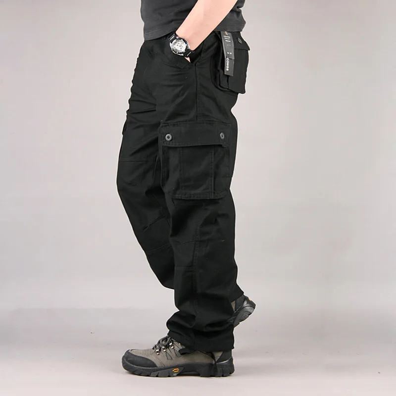 Мужской комбинезон, тактические брюки карго, рабочие военные брюки, камуфляжные армейские тренировочные брюки, свободные брюки размера плюс