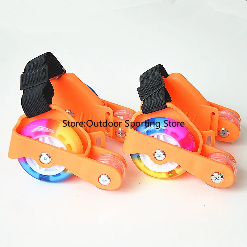 1 пара Детские спортивные 4 колеса шкив освещенные светодио дный мигающие светодиодные колеса Каблук Скейт роликовые коньки обувь мигающие