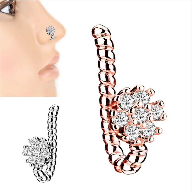 

Flower False nose Ring Earring Body Piercing Fake Septum Rings And Studs Fake Nose Rings For Women Ear Clip Non Piercing Jewelry