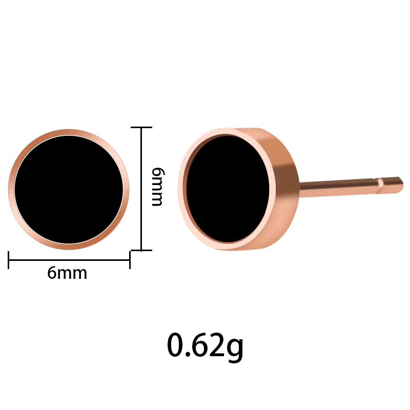 Popular 6mm Rose Gold Color Round Shape Stud Earring Discount Wholesale Stainless Steel Material Earring Jewelry For Men  (8)