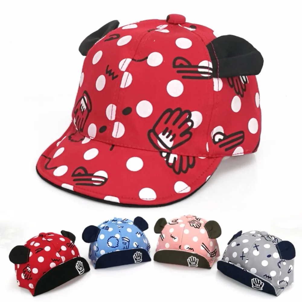 

Summer Baby Boys Hats Baby Photography New Dot Sun RZ Girls Ear Hat Bear Printed Props With Cap