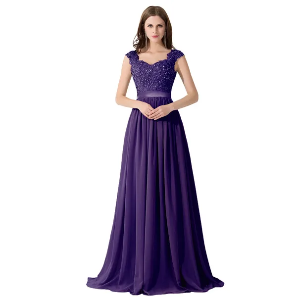 Бургундия шифон Длинные Свадебные платья Аппликация без рукавов свадебное платье халат demoiselle d'honneur - Цвет: Purple