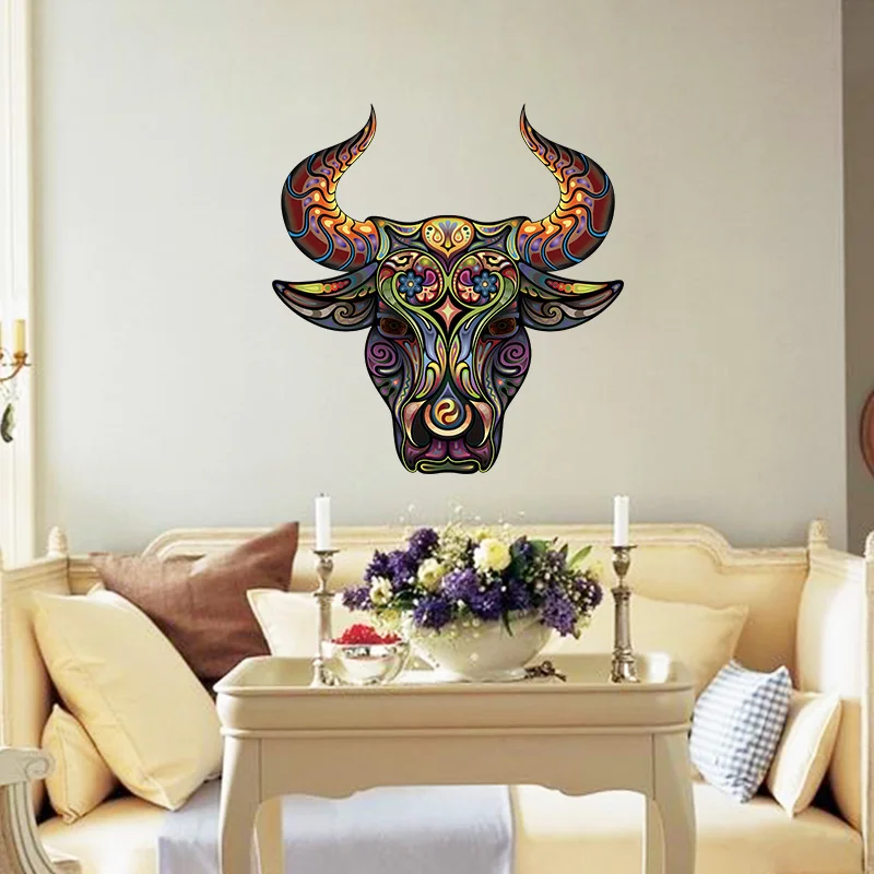new abstract design decorative wall decal colorful flower pattern bull sitting room kids roomsliving room wall