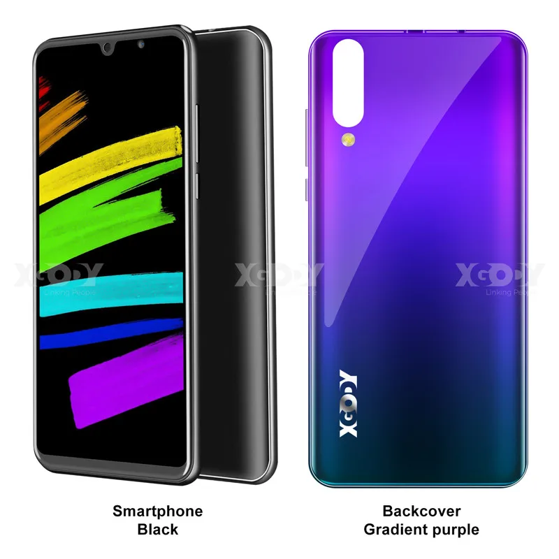 Мобильный телефон Xgody P30, Android 9,0, 5,99 дюймов, 2 Гб ОЗУ, 16 Гб ПЗУ, четырехъядерный процессор MT6580M, двойная камера, 3g, смартфон celular - Цвет: Black-Purple case