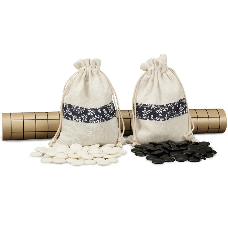 High Quality Weiqi Go Game Melamine Pieces Suede Leather Cloth Bags Gobang International Standard On Go Chess Gomoku Board Games